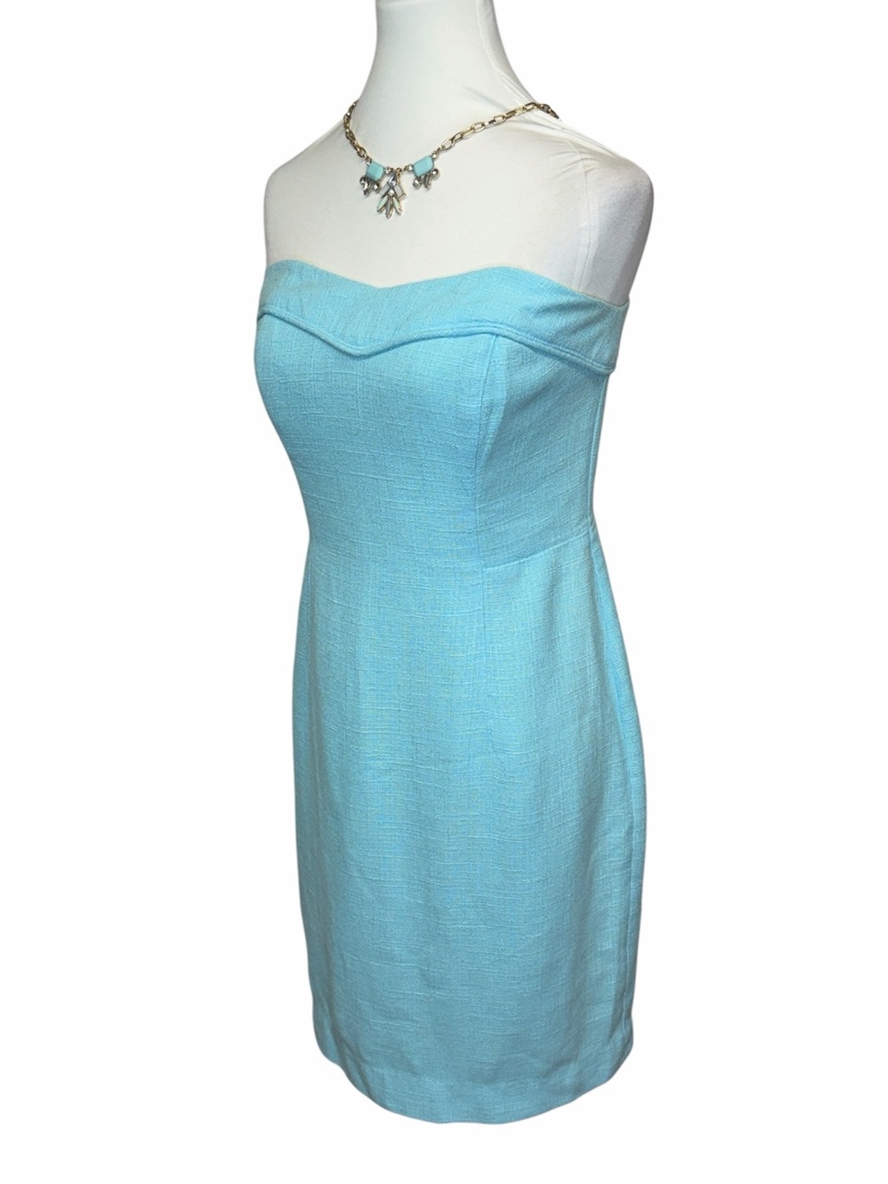 Lilly Pulitzer Strapless Light Blue Sheath Dress - Picture 3 of 9